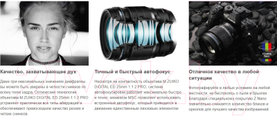Стандартный объектив Olympus М.Zuiko Digital ED 25mm f1.2 PRO (черный)