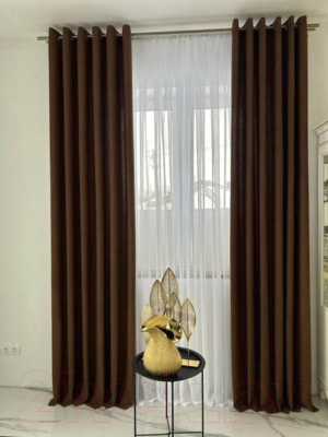 Шторы Модный текстиль Канвас 06L / 112MTKANVASMO2-2 (280x420, 2шт, коричневый/золотой)