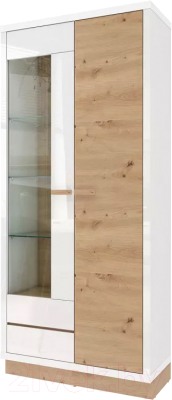 Шкаф с витриной Stolline Балтимор 2-х дверный со стеклом / 414.02 (белый/дикий дуб)