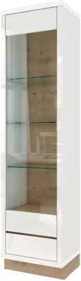 Шкаф-пенал с витриной Stolline Балтимор со стеклом / 414.03 (белый/дикий дуб)