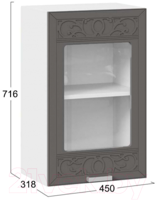 Шкаф навесной для кухни ТриЯ Долорес 1В45С (белый/титан)