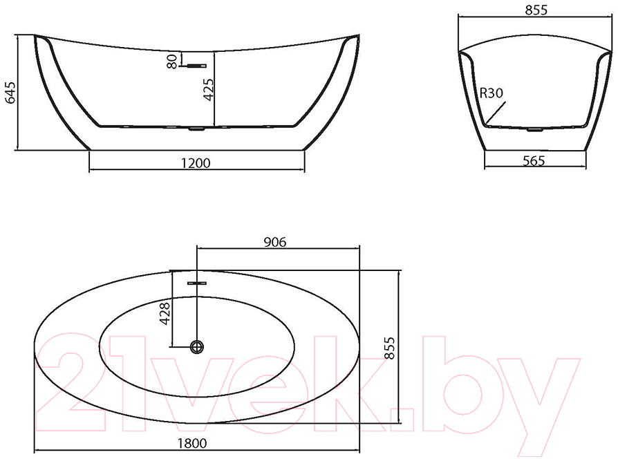 Ванна акриловая Grossman GR-1402M Black Galaxy 180x85