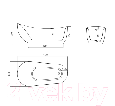 Ванна акриловая Grossman GR-2303 Style 180x89