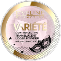 Пудра рассыпчатая Eveline Cosmetics Variete Светоотражающая прозрачная с гиалуроновой кислотой (6г) - 