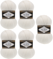 Набор пряжи для вязания Alize Lanagold 49% шерсть, 51% акрил / 450 (240м, жемчужный, 5 мотков) - 