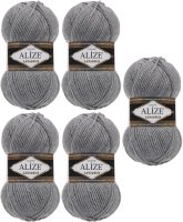 Набор пряжи для вязания Alize Lanagold 49% шерсть, 51% акрил / 21 (240м, серый меланж, 5 мотков) - 