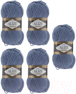 Набор пряжи для вязания Alize Lanagold 49% шерсть, 51% акрил / 203 (240м, джинс, 5 мотков)