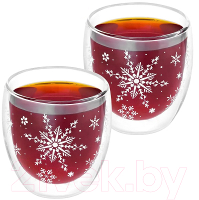 Набор стаканов для горячих напитков Elan Gallery Снежинки / 360090