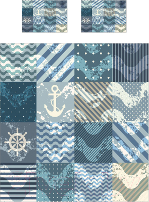 Набор текстиля для спальни Ambesonne Плитка с морскими узорами / bcsl_16728_220x235