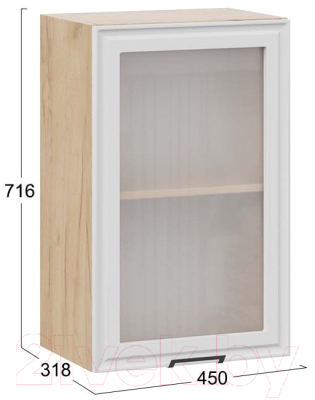 Шкаф навесной для кухни ТриЯ Белладжио 1В45С (дуб крафт золотой/фон белый)
