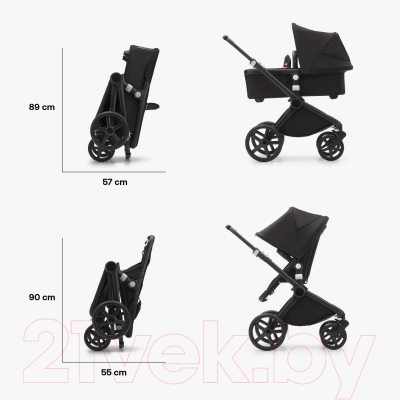 Детская универсальная коляска Bugaboo Fox Cub 2 в 1 с капюшоном (Black/Desert Beige)