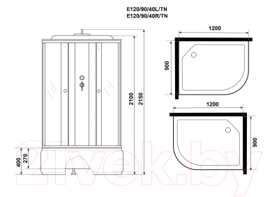 Душевая кабина Niagara Eco E120/90/40L/TN 120x90x215