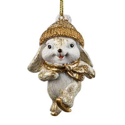 

Елочная игрушка, Decor Зайка на коньках золотой / 58960