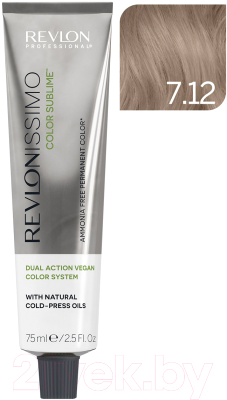 Крем-краска для волос Revlon Professional Revlonissimo Color Sublime Vegan тон 7.12 (75мл)