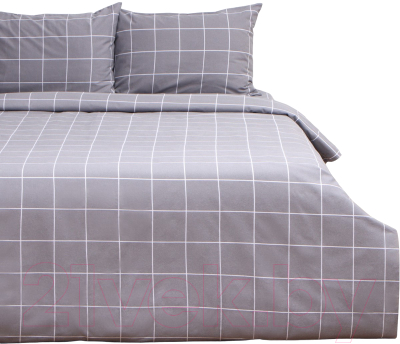 Комплект постельного белья Этель Клетка / 9734824 (серый)