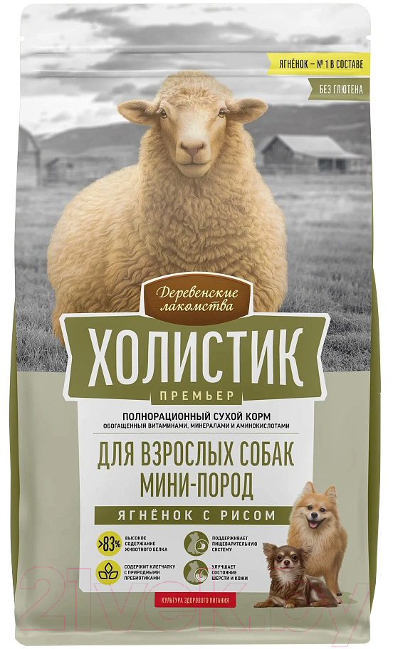 Сухой корм для собак Деревенские лакомства Холистик Премьер. Ягненок с рисом (7кг)