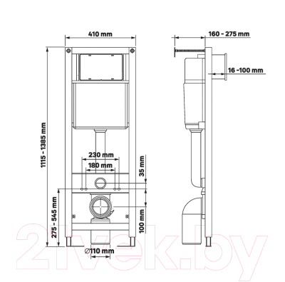 Унитаз подвесной с инсталляцией Berges Atom / 043315 (с сиденьем)