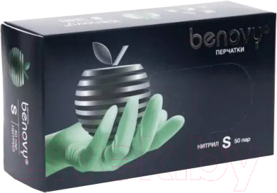 Перчатки одноразовые Benovy Нитриловые нестерильные / ME6GG38683 (М, 100шт, зеленый)