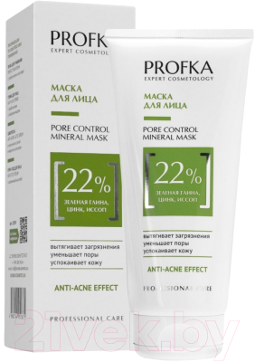 Маска для лица кремовая Profka Pore Control Mineral Mask С зеленой глиной, цинком и иссопом (175мл)