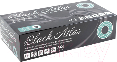 Перчатки одноразовые Black Atlas Нитриловые неопудренные (S, 200шт, черный)