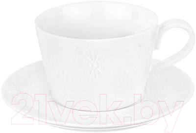 Чашка с блюдцем Elan Gallery Снежинки / 540551