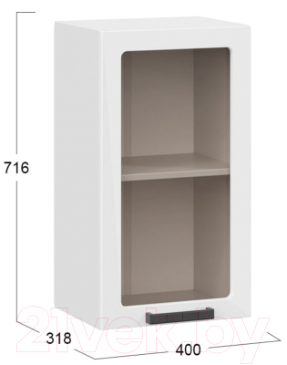 Шкаф навесной для кухни ТриЯ Детройт 1В45С исп.2 (белый/белый глянец)