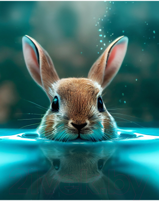 Картина по номерам РЫЖИЙ КОТ Кролик в воде / ХК-6871