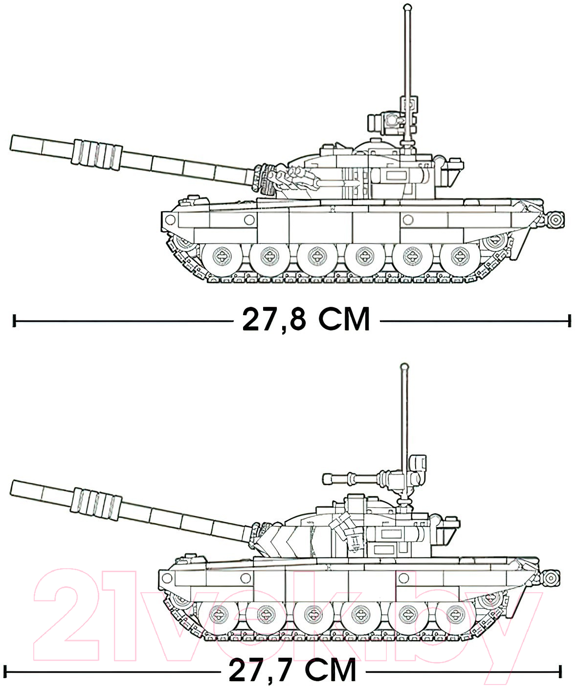 Конструктор Sluban Модельки. Боевой танк Т72 / M38-B1011