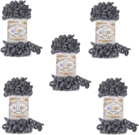 Набор пряжи для вязания Alize Puffy 100% микрополиэстер 100гр / 87 (9.2м, угольный серый, 5 мотков) - 