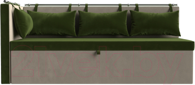 Уголок кухонный мягкий Лига Диванов Метро левый / 105023L (микровельвет зеленый/бежевый)