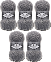 Набор пряжи для вязания Alize Superlana Maxi 25% шерсть, 75% акрил / 21 (100м, серый меланж, 5 мотков) - 