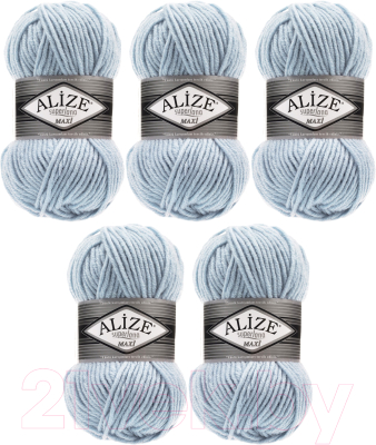 Набор пряжи для вязания Alize Superlana Maxi 25% шерсть, 75% акрил / 480 (100м, светло-голубой, 5 мотков)