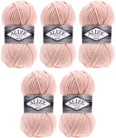 Набор пряжи для вязания Alize Superlana Maxi 25% шерсть, 75% акрил / 523 (100м, крист.розовый, 5 мотков) - 