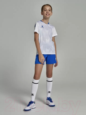 Футбольная форма Kelme Short-Sleeved Football Suit / 8251ZB3003-100 (р.120, белый/синий)