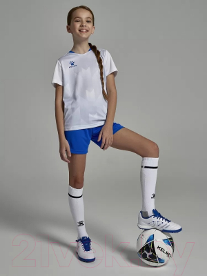 Футбольная форма Kelme Short-Sleeved Football Suit / 8251ZB3003-100 (р.120, белый/синий)