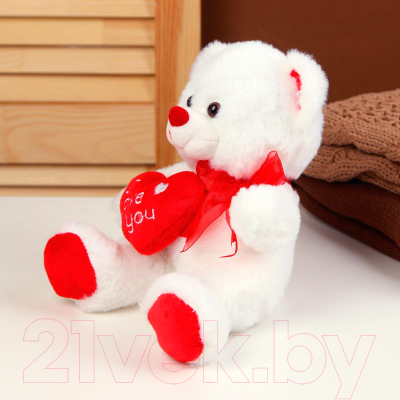 Мягкая игрушка Sima-Land Медведь с сердцем / 9473225 (белый)