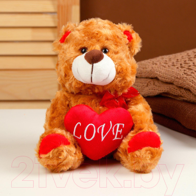 Мягкая игрушка Sima-Land Медведь с сердцем / 9473220 (коричневый)