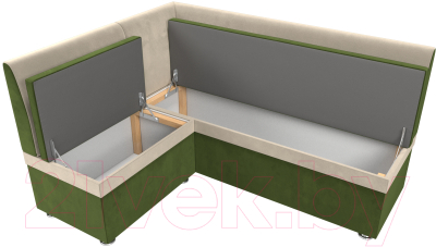 Уголок кухонный мягкий Лига Диванов Уют левый / 109616L (микровельвет, зеленый/бежевый)