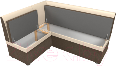 Уголок кухонный мягкий Лига Диванов Уют левый / 109633L (рогожка коричневый/экокожа бежевый)