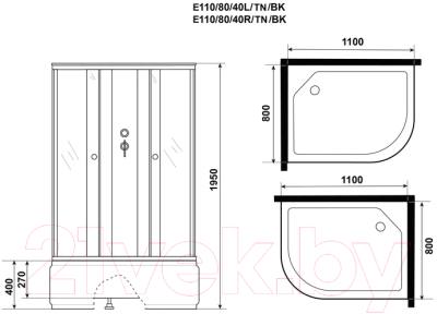 Душевая кабина Niagara Eco E110/80/40L/TN/BK 110x80x195