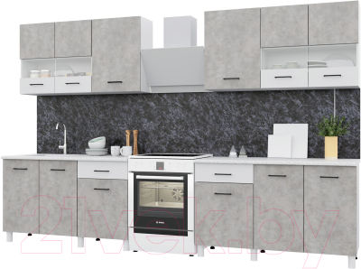 Готовая кухня Горизонт Мебель Trend 2600 (белый/бетон)