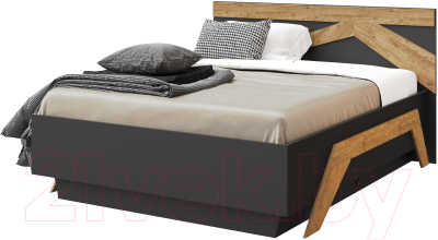 Полуторная кровать Мебель-КМК 1200 Скандинавия 0905.3 (дуб наварра/антрацит)
