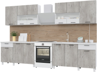 Готовая кухня Горизонт Мебель Trend 2600 (бетон лайт/белый эмалит) - 