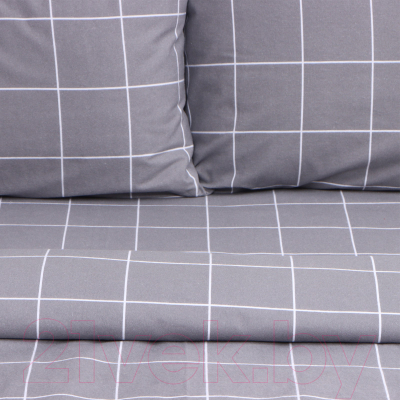 Комплект постельного белья Этель Клетка / 9734825 (серый)