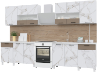 Готовая кухня Горизонт Мебель Trend 2600 (мрамор милк/холст латте) - 