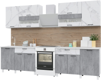 Готовая кухня Горизонт Мебель Trend 2400 (мрамор арктик/бетон грей) - 