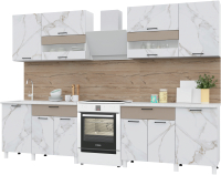 Готовая кухня Горизонт Мебель Trend 2400 (мрамор милк/холст латте) - 