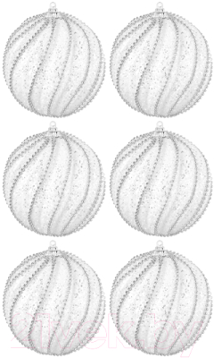 Набор шаров новогодних Elan Gallery Линии на белом / 970111