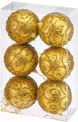 Набор шаров новогодних Elan Gallery Вензеля / 970115 (золото)