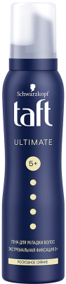 Пенка для укладки волос Taft Ultimate. Эффект сияющего блеска экстремальная фиксация (150мл)